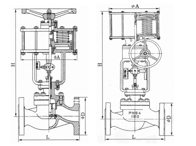 氣動(dòng)帶手動(dòng)活塞式切斷閥結(jié)構(gòu)圖